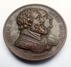 1817 STATUE OF HENRI IV / KING LOUIS XVIII FRENCH MONARCHY HISTORIC BRONZE MEDAL