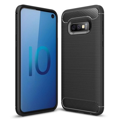 Hülle für Samsung Galaxy S10e Schutzhülle Silikon Slim Case Schwarz Carbon Optik