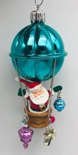 2002 Up, Up, And Away Hallmark Ornament Hot Air Balloon Santa