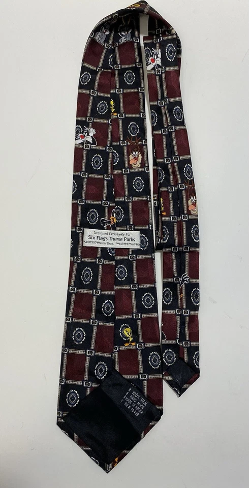 Corbata de seda de colección 1997 Looney Tunes Six Flags parques temáticos Looney Tunes personaje Foto 2 de 4