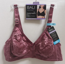 NWT Bali Double Support Lace Full Figure Wireless Bra DF3372 Size 38C Berry