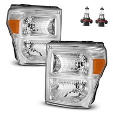 Headlights Assembly with Bulbs for OE Replacement Chrome - With H/L Beam Bulbs