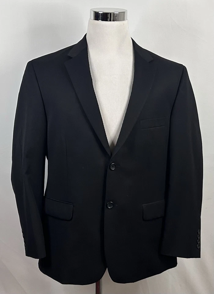 Abrigo deportivo Pronto Uomo 44S 100 % lana todo negro forrado con dos botones doble ventilación Foto 2 de 4