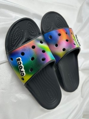 Crocs Tie Die Slides with Black Soles - Mens 5/Womens 7