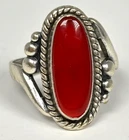 VTG Bell Trading Post Ring 925 Sterling Silver Oval Red Carnelian Cabochon SZ 6
