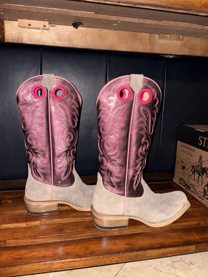 Ariat Women's Western Boots Size 5 Floral Turquoise Circuit Champion Square Toe - Image 4 of 4