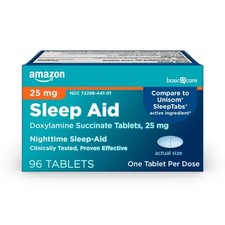 Amazon Basic Care 25mg Doxylamine Succinate Nighttime Sleep Aid Tablets 96 Ct.