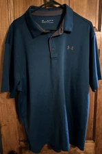 Under Armour Teal Men's 2XL Polo Shirt With Headgear. Small Snag On Left Chest.