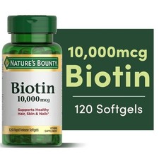 Nature’s Bounty Biotin Supplement, 10000mcg, 120 Rapid Release Softgels