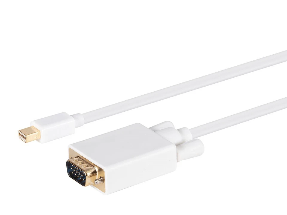 10ft Gold Plated 32AWG Mini DisplayPort / Thunderbolt to VGA Cable - White - Image 2 of 4