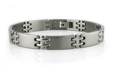 Men's Titanium Bracelet Brushed Polished Cross Bar Link Design 8.5"