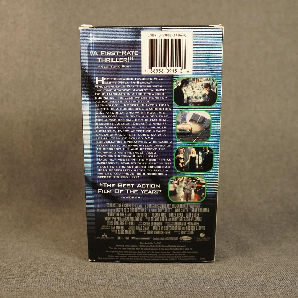 Enemy Of The State VHS Tape 1998 Will Smith Gene Hackman Touchstone Home Video - Image 4 of 4