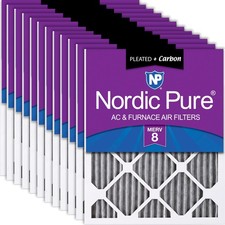 Nordic Pure 10x10x1 Pleated MERV 8 Plus Carbon Air Filters 12 Pack