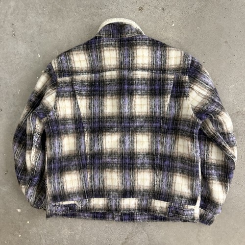 Levi’s Men’s Plaid Purple Blue Sherpa Lined Trucker Jacket Size Medium NWOT - Picture 5 of 6