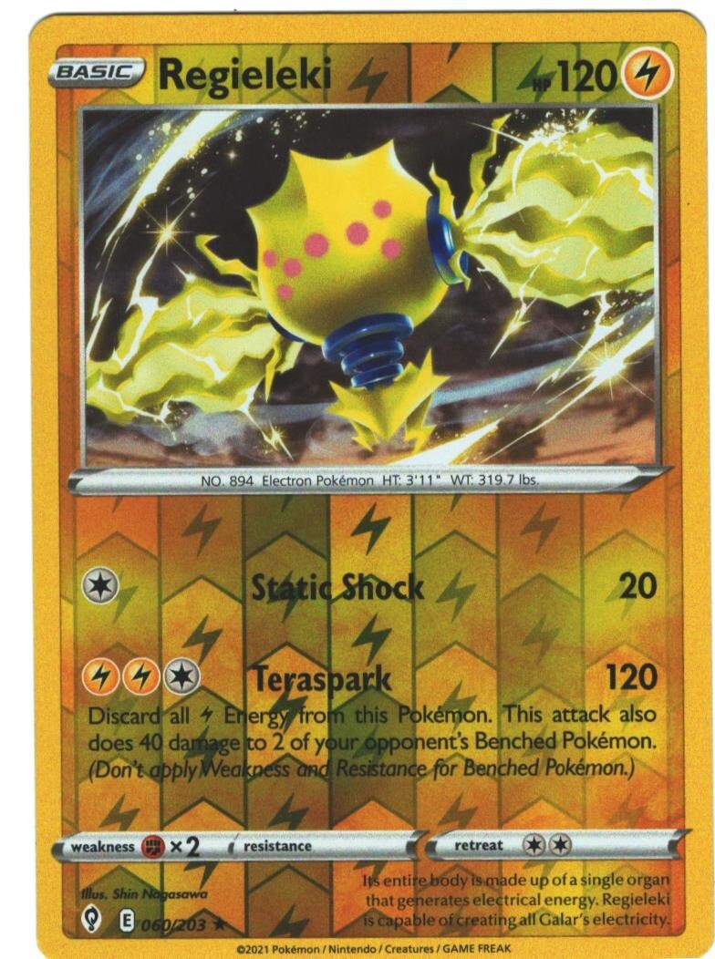 Regieleki 60/203 Evolving Skies Reverse Holo Rare Pokemon Card TCG 060  Pokmon