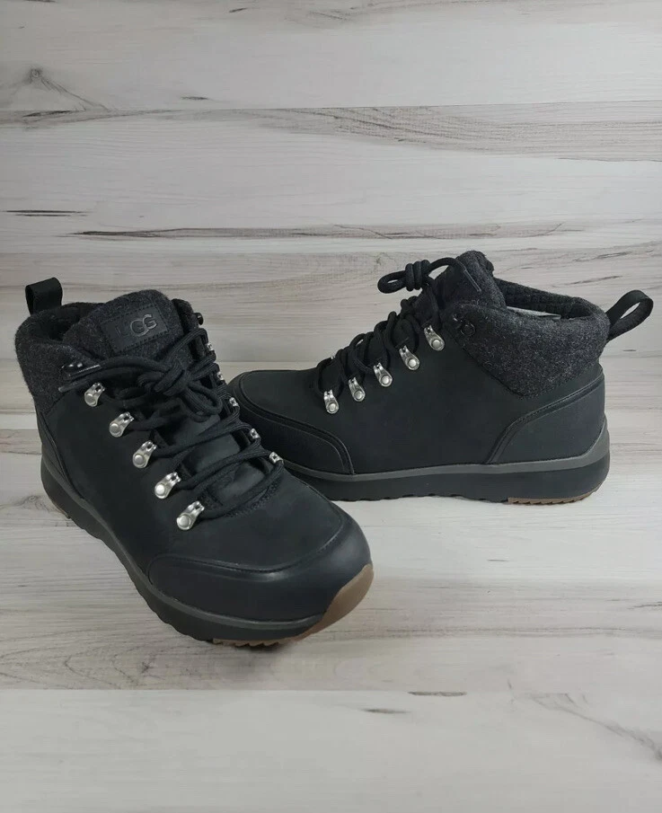 UGG OLIVERT BLACK WATERPROOF LEATHER WOOL HIKER SNOW BOOTS SHOES SIZE 14 MENS