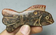 9CM Chinese Hongshan Culture Old Jade Carved Fish GoldFish Animal Yubi Pendant