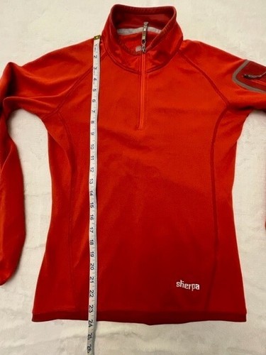 Sherpa Adventure Gear 1/4 Zip Pullover Sleeve Pocket Sweater Orange Womens M - Picture 11 of 13