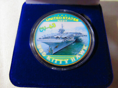 US NAVY - USS KITTY HAWK - CV-63 - Challenge Coin w/ Presentation Box