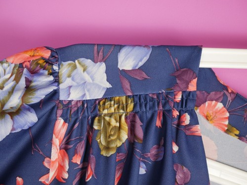 VINTAGE 70s 80s Blue Floral Flare Knee Retro Midi cottagecore Dress Medium 12 14 - Picture 5 of 10