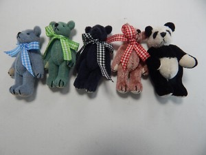 World of Miniature Bears #5369-LOT By Theresa Yang 3" Plush 5 PCS  No Writng