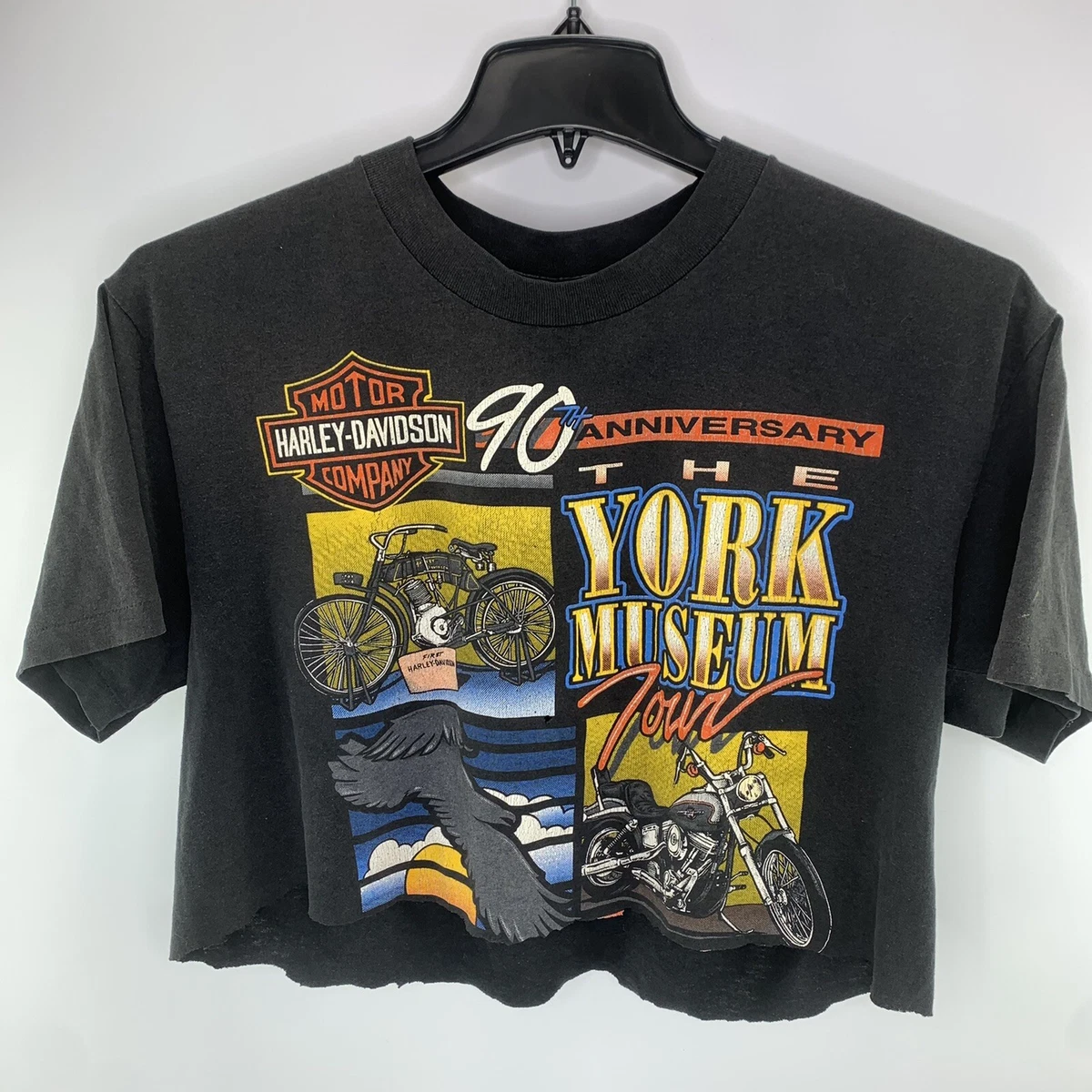 Vtg Harley Davidson Single Stitch 1993 Black York PA Museum T Shirt Sz L  Midrift | eBay