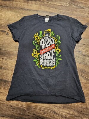 Womens M Red Stripe Beer ''Its 4:20 Some Where'' Promo T Shirt