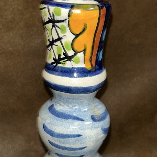 VINTAGE HANDPAINTED TALAVERA MEXICO 8” CERAMIC ART POTTERY CANDLE STICK HOLDER - Picture 9 of 14