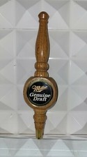 Miller Genuine Draft Beer Tap Pull Handle Wood 3 Sided 12 in. Long