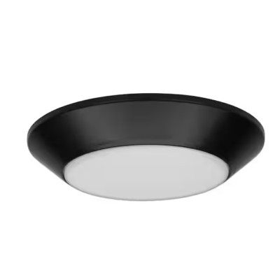 8 in. Twist Lift Round LED Flush Mount with Night Light and Extra Black Trim