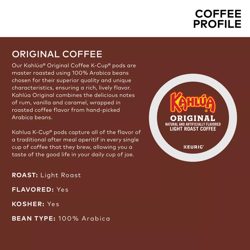 KAHLUA Original Coffee, Light Roast, KCup Pods, 48 Pods. eBay