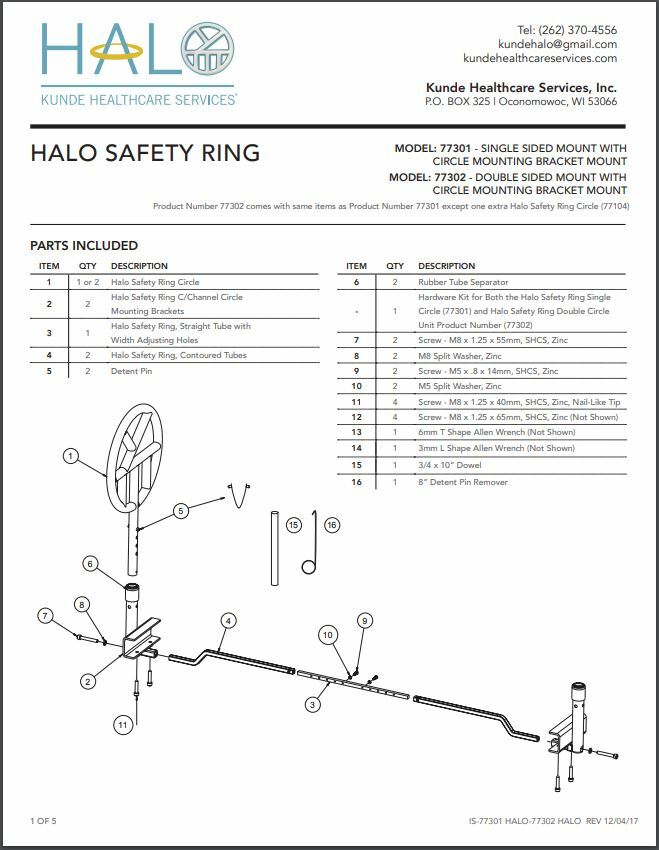 77301 Halo Safety Ring Single Hospital Bed Style One Ring Open Box
