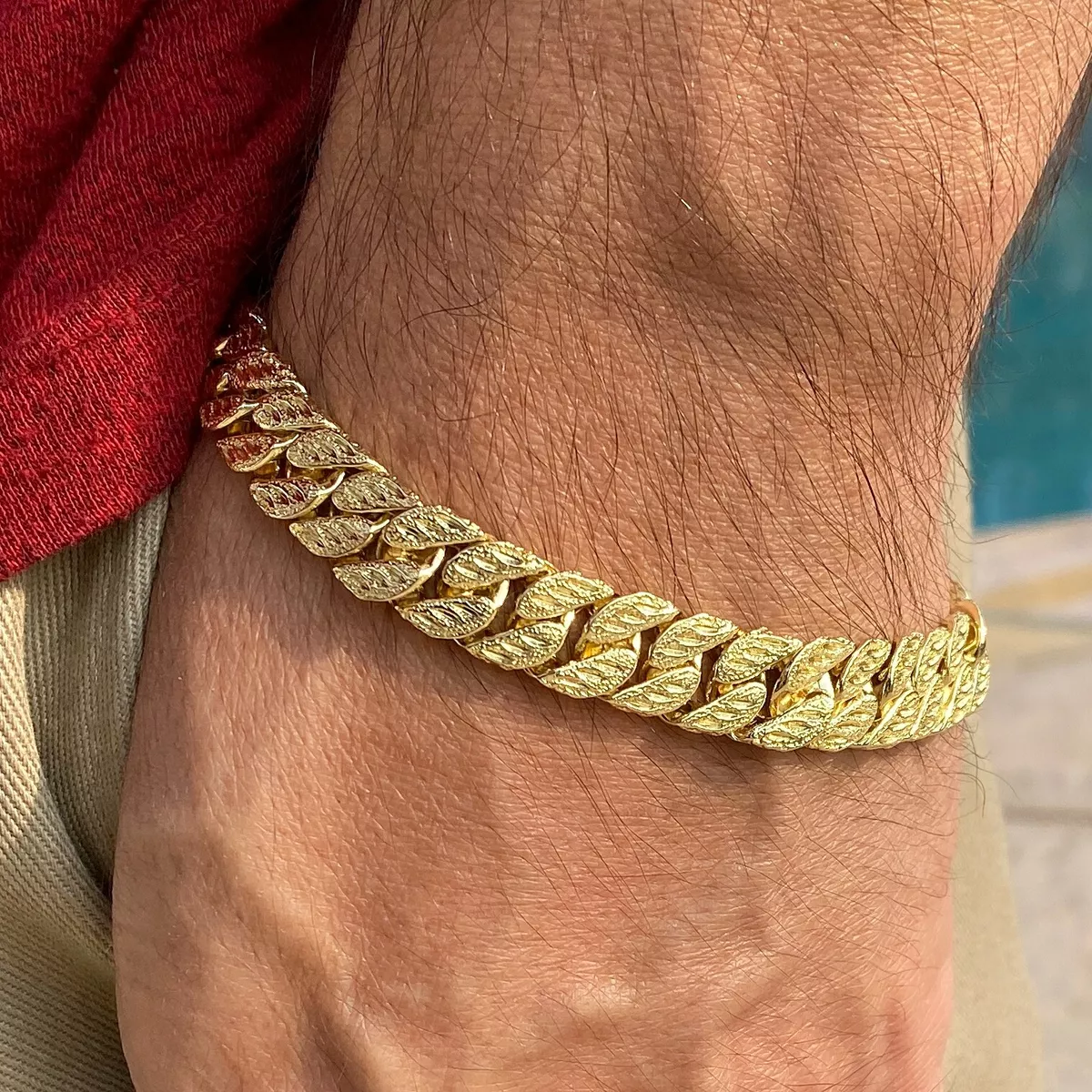 Double Link 14K Yellow Gold Chain Link Bracelet