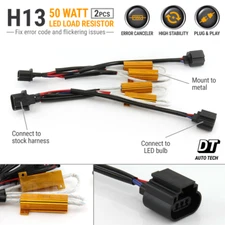 H13 LED DRL Fog Light Canbus 50W 6Ohm Load Resistor Wiring Canceller Decoder