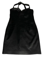 Patrizia Pepe Firenze sz 42 Black Satin Slim Fit Short Strappy Cocktail Dress
