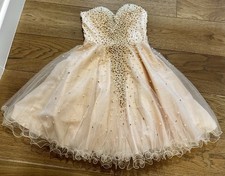 Terani Couture champagne beaded strapless mini formal cocktaildress sz4 Ret 395