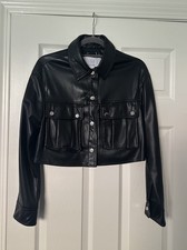 Bershka Cropped Black Faux Leather Pocket But...