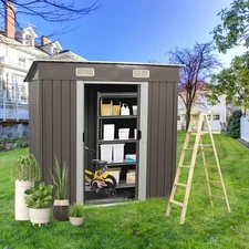 6'x4' Outdoor Metal Storage Shed Garden Shed with Lockable Doors for Patio Gray