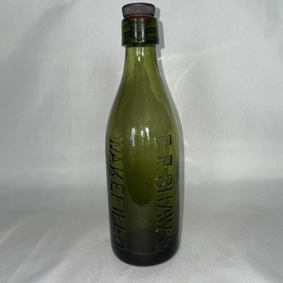 Antique E.P. Shaw & Co. Ltd Wakefield Olive Green Bottle Stone Screw-cap 9.5 
