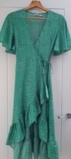 Size 8 - 10 Women’s Lucy Wang Green Wrap Over Light Weight Summer Dress