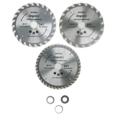 DAPETZ TCT Circular Saw Blade 20,24,40" 3Pc 184mm 80T Teeth Fine Cut for Wood Ceramic