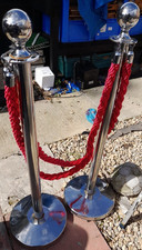 polished stainless steel queue barrier posts and ropes entrance crowd control st