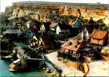Malta Popeye Village Colorful Seaside Houses Scenic View Postcard