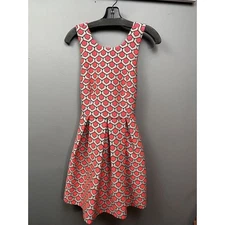 Trina Turk Dress Womens 2 Fit Flare Coral Honeycomb Pockets Cocktail Party NEW