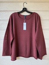 Eileen Fisher women Rust Redwood Crew Neck Fine Merino Wool Sweater size 1X 228