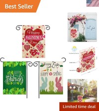 Valentine Garden Flag St Patricks Day Garden Flag Easter Garden Flags 3 Pack ...