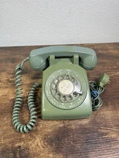 Vintage Bell System Green Rotary Dial Desk Telephone Western Electric CRACKED