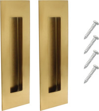 2 Pack 5.9" Recessed Pocket Door Handles Gold Stainless Steel Flush Pull Sliding