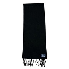 Polo Ralph Lauren 100 Wool Black Scarf Pony Logo Made in Italy 54 X 12 VTG