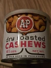 A and P Dry Roasted Cashews With Lid  Vintage Tin